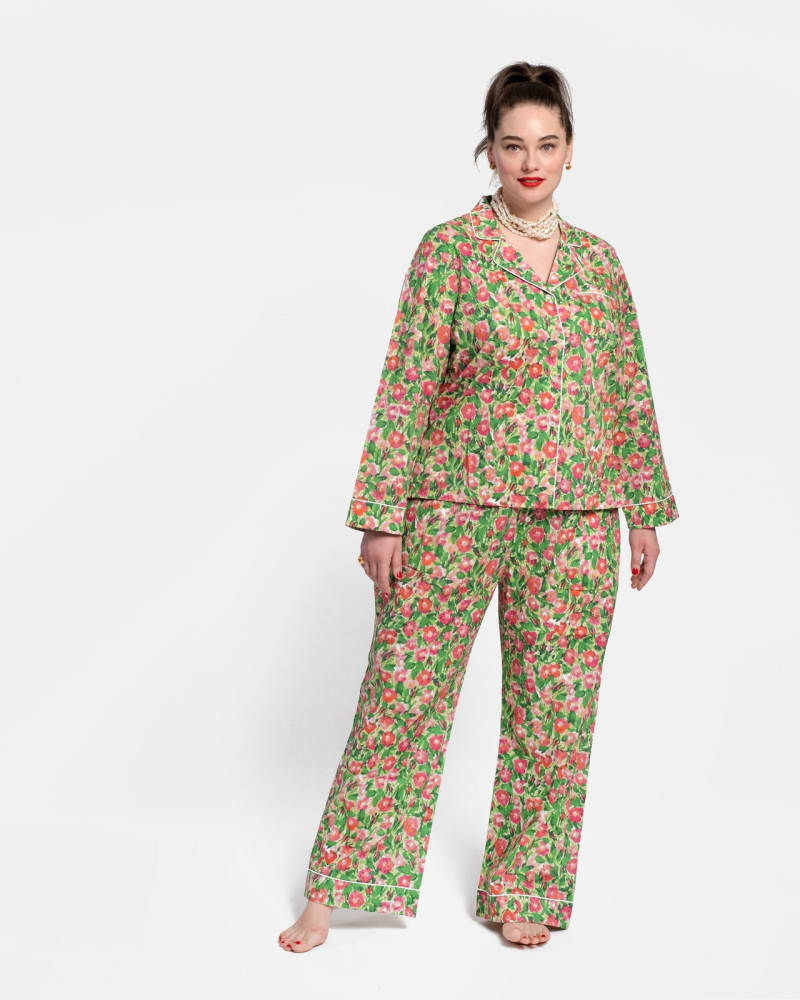 Pink and green pjs top